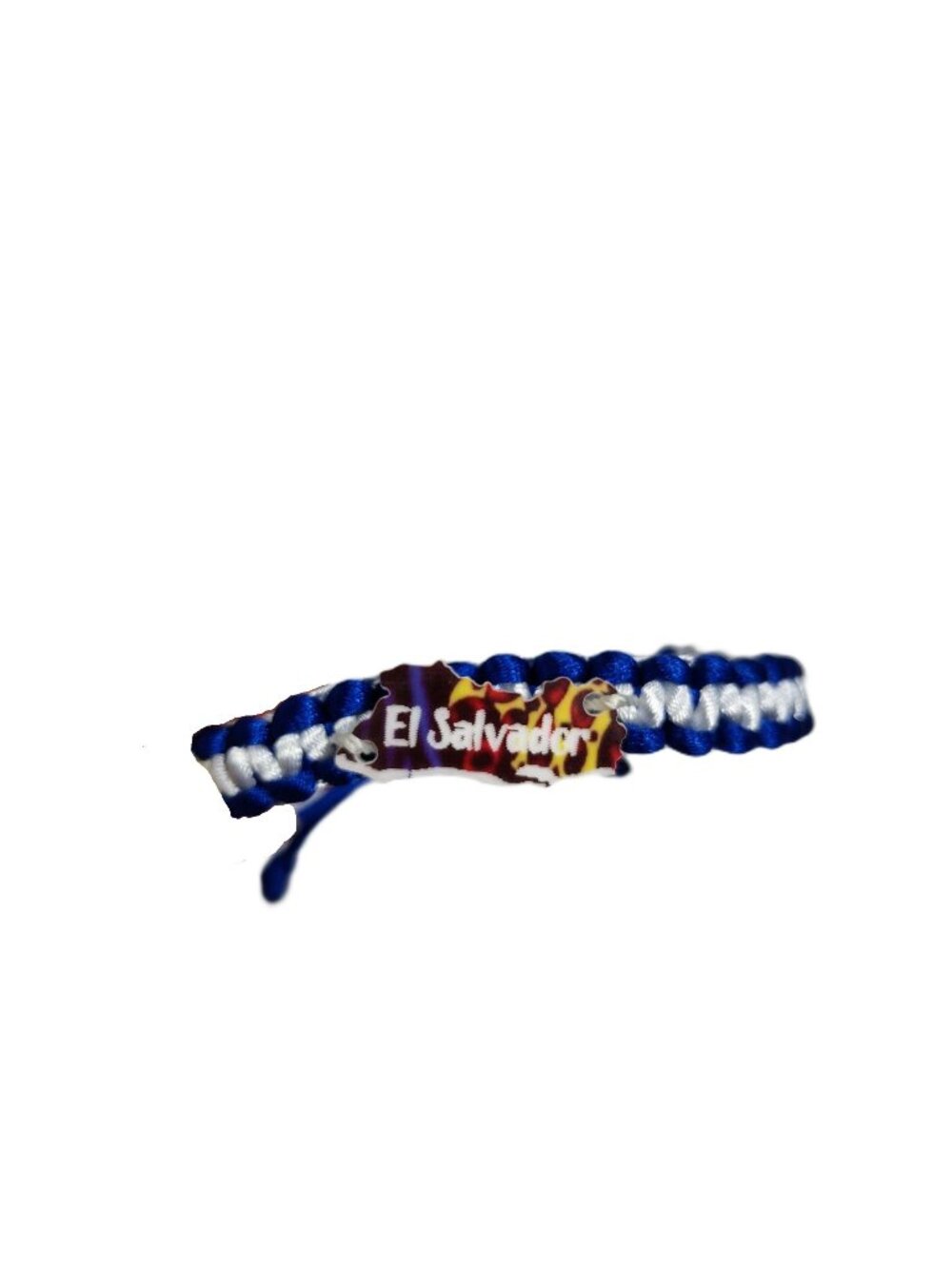 Handcrafted El Salvador Braided Bracelet With Blue & White Design Adjustable Kno
